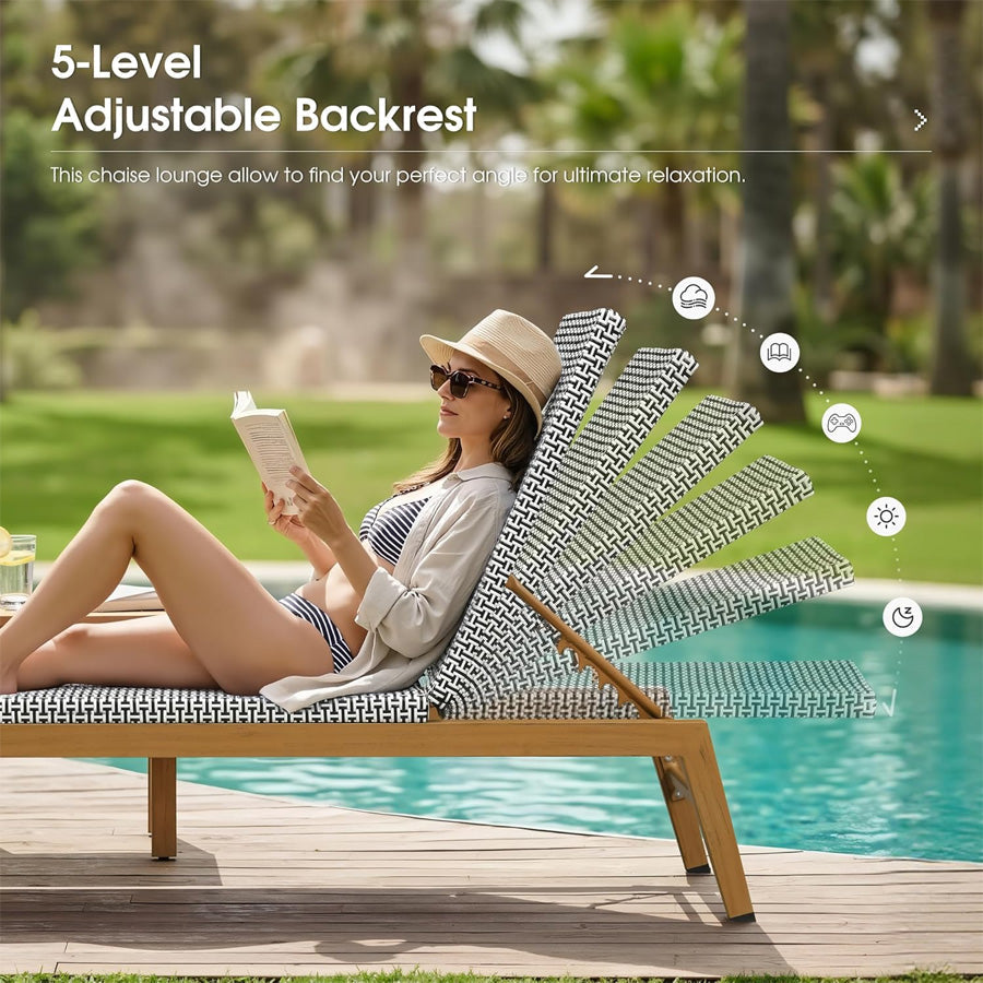 PURPLE LEAF Pool Oversized Lounge Chairs Rattan Aluminium Patio Chaise Lounge Outdoor Adjustable Recliner Finish Loungers Woven PE Sun Chairs for Poolside Deck Beach