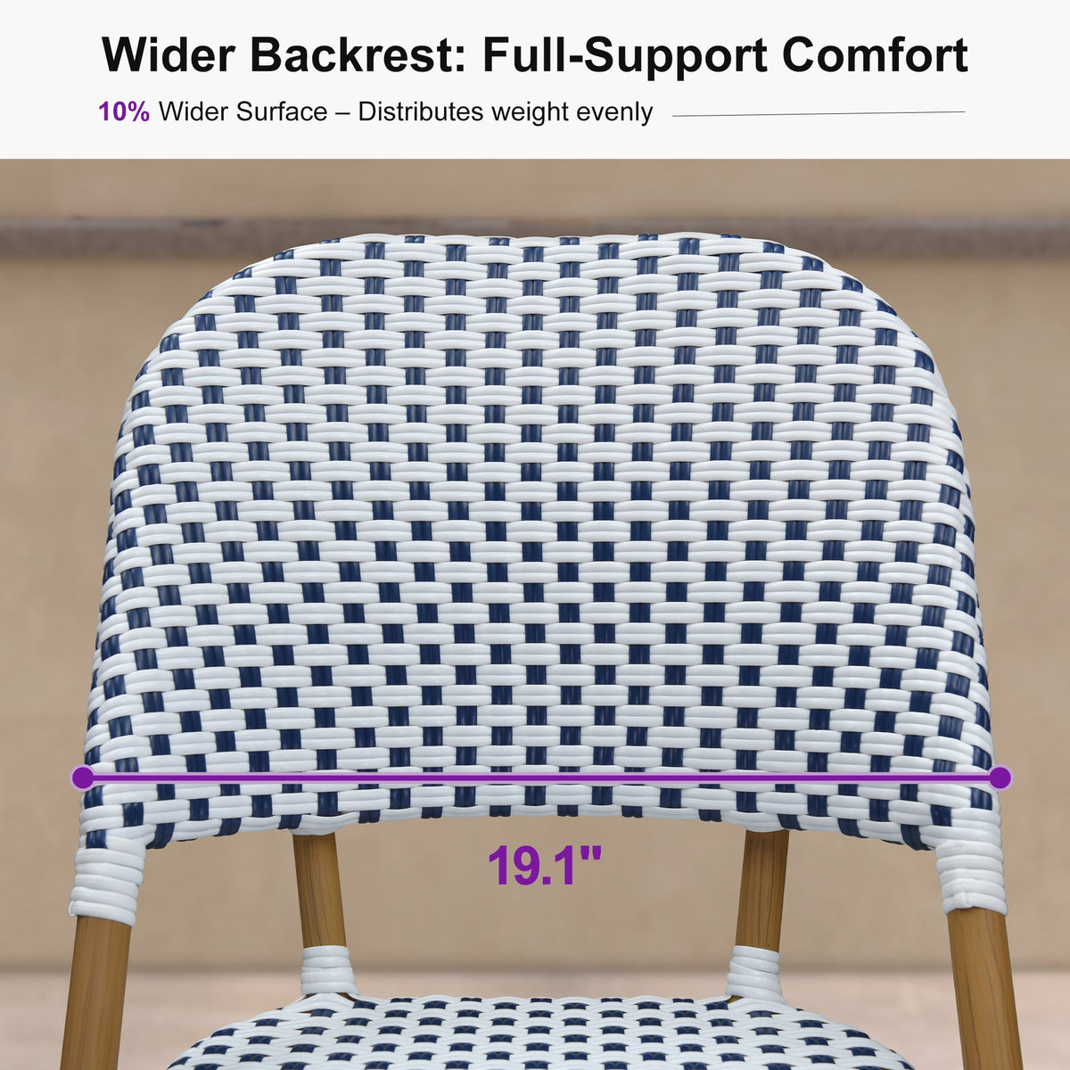 PURPLE LEAF Outdoor Bar Height Stools Set of 2 French Country Patio Rattan Bar Stool Chairs Outdoor Armless Barstools for Porch Garden Indoor Kitchen