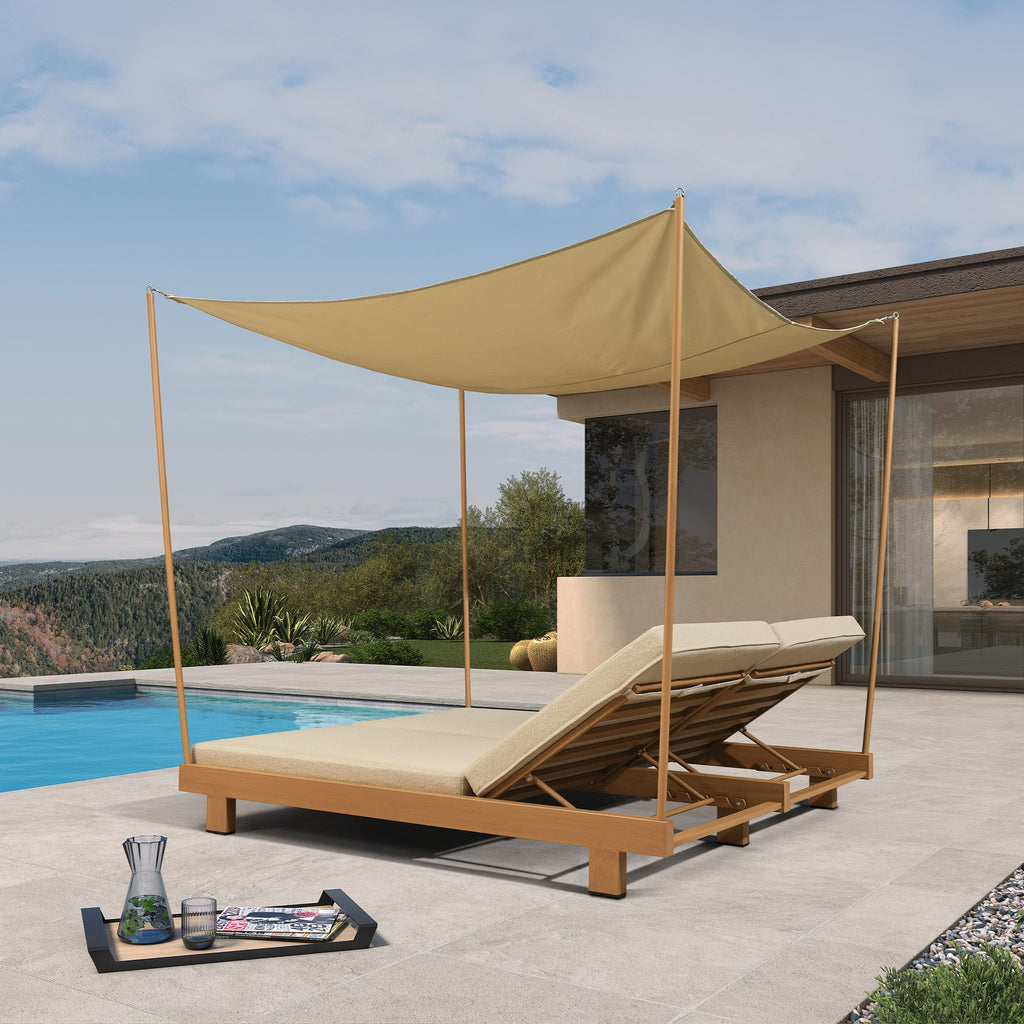 PURPLE LEAF Outdoor Luxury Daybed for Patio,  Poolside Chaise Lounge Bed with Cushion, Olefin Blend Fabric, Aluminum Frame Sunbed for Deck and Backyard