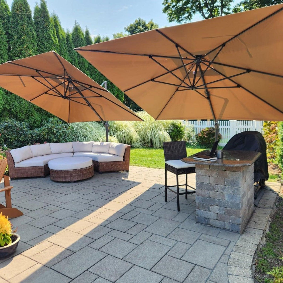 PURPLE LEAF Cantilever Patio Umbrella Gray Pole Outdoor Umbrella with UV Protection