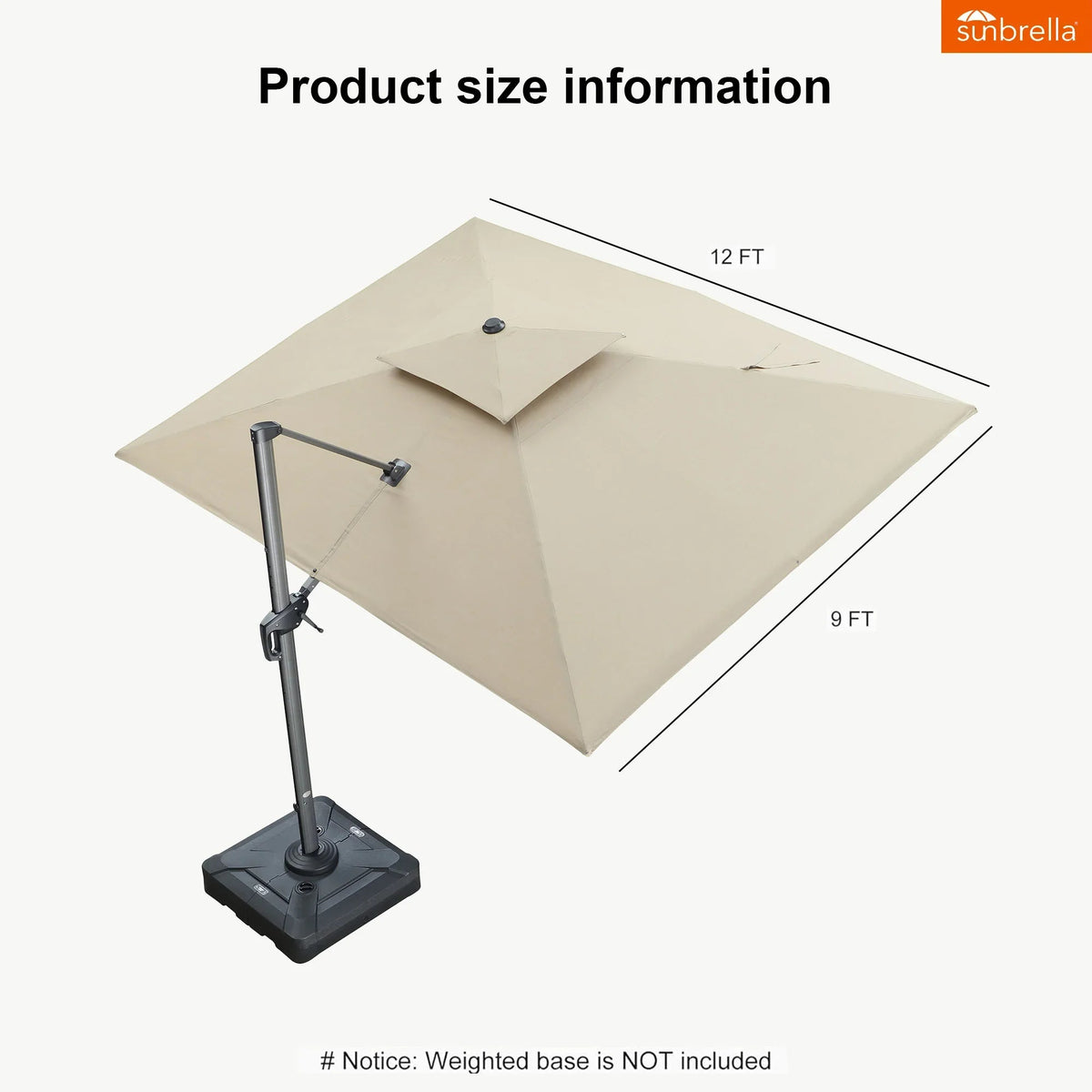 PURPLE LEAF SUNBRELLA Cantilever Umbrella Grey Aluminum Patio Umbrella