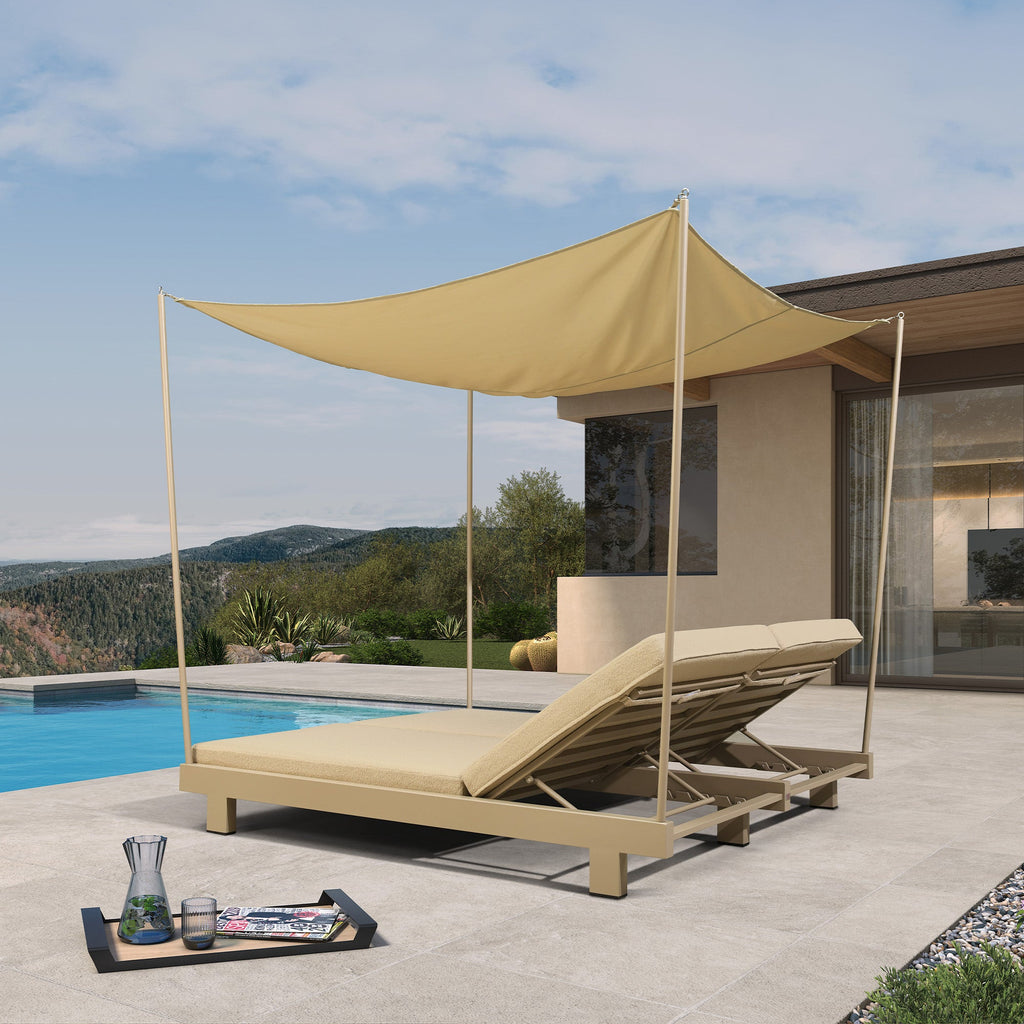 PURPLE LEAF Outdoor Luxury Daybed for Patio,  Poolside Chaise Lounge Bed with Cushion, Olefin Blend Fabric, Aluminum Frame Sunbed for Deck and Backyard