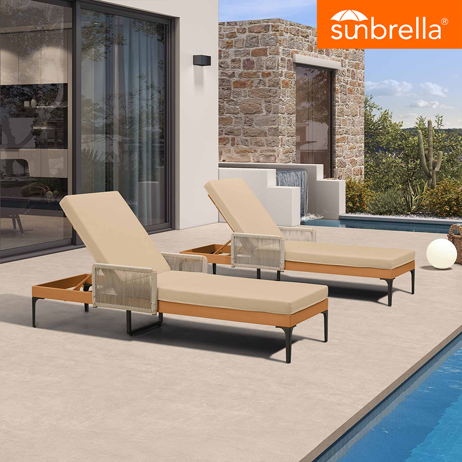 PURPLE LEAF Outdoor Chaise Lounge Sunbrella Patio Lounge Chair Recliner and Cushion for Poolside Balcony Backyard
