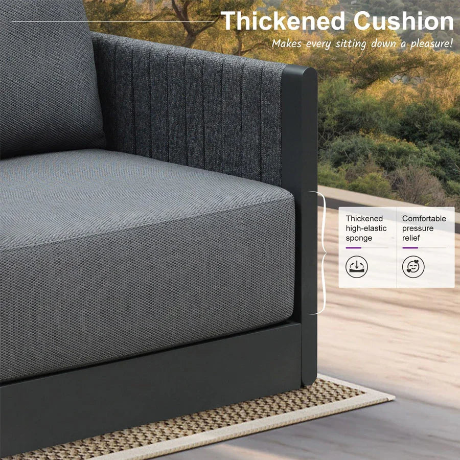 PURPLE LEAF Athena Louvered Pergola Modern Grey Pergola White Roof with Sanori Patio Couch Set Modular Sofas for Deck Backyard Garden
