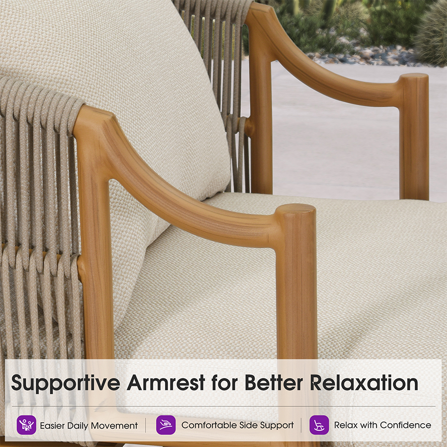 PURPLE LEAF Outdoor Lounge Chair, Patio Chaise Lounge with Cushioned Seat & Supportive Armrests, Ergonomic Aluminum Pool Lounge Chairs for Backyard Deck Poolside