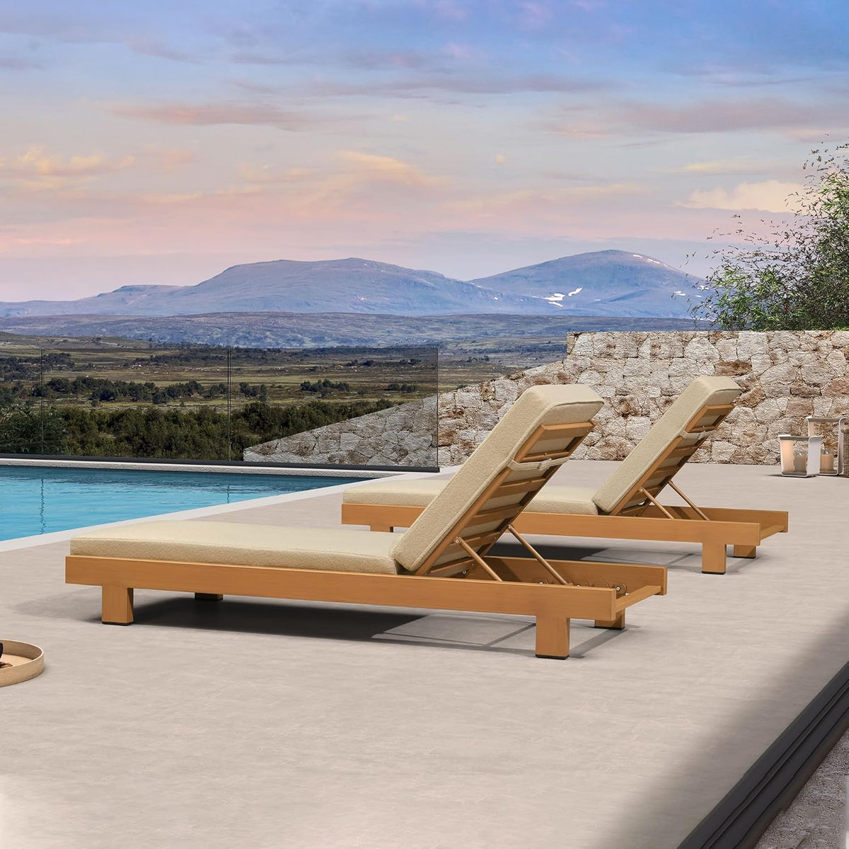 PURPLE LEAF Outdoor Luxury Daybed for Patio,  Poolside Chaise Lounge Bed with Cushion, Olefin Blend Fabric, Aluminum Frame Sunbed for Deck and Backyard
