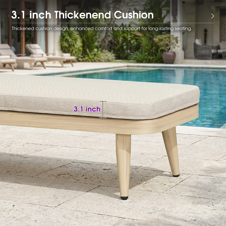 PURPLE LEAF Patio Chaise Lounge Chair  Aluminum Pool Lounge Chairs for Outdoor with 2 Cushions for Deck, Pool, Lawn, Garden, Courtyard, Porch