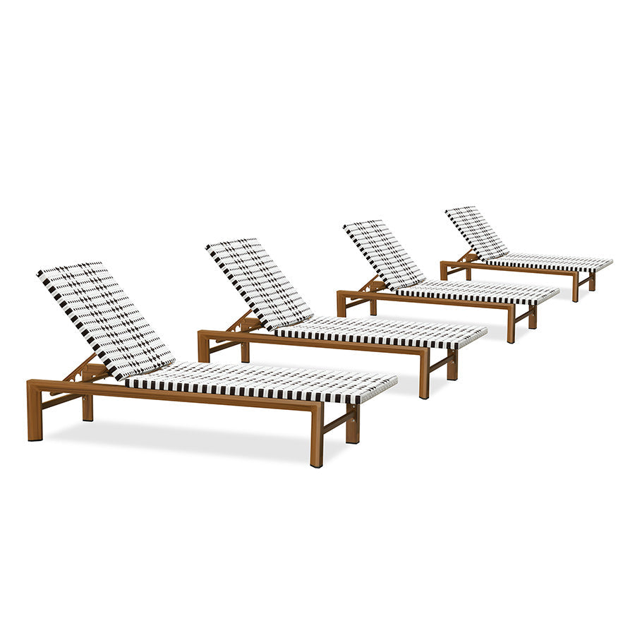 PURPLE LEAF Outdoor Teak Chaise Lounge Chair, Wood Grain Aluminum Outdoor Pool Lounge Chairs with Adjustable Backrest, Breathable Recliner for Patio, Poolside, Garden