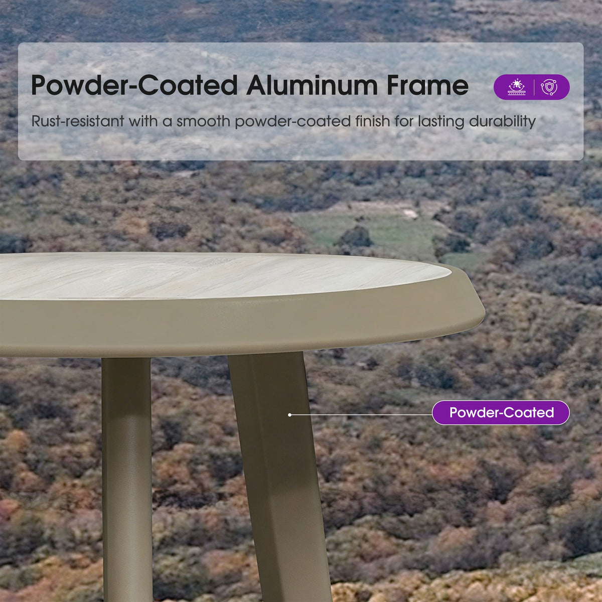 PURPLE LEAF Outdoor Bar Table Patio Dining Table Coffee Kitchen Breakfast Bistro Pub Bar Table for Patio Poolside