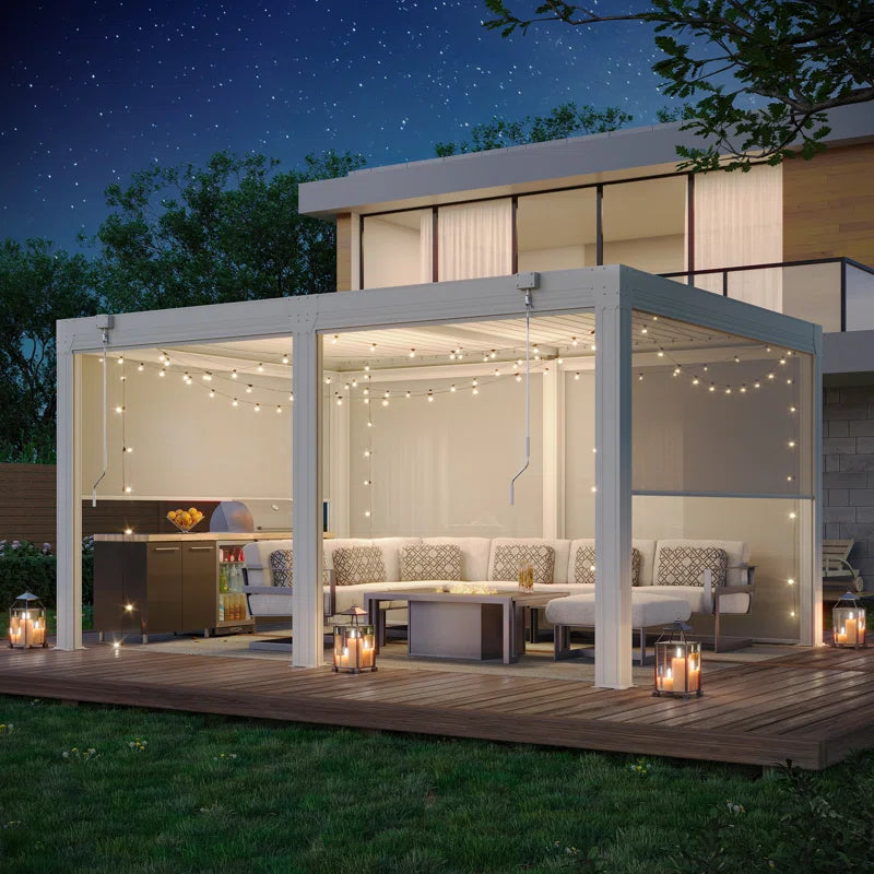 Erommy Aluminum Louvered Pergola, Outdoor Pergola with Adjustable Louvered Roof