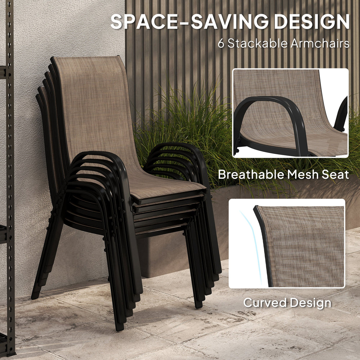 8-Piece Patio Dining Set with 9 Ft Umbrella, Mixed Brown