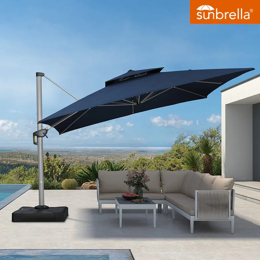 PURPLE LEAF – Parasol de terrasse Premium Classic SUNBRELLA déporté