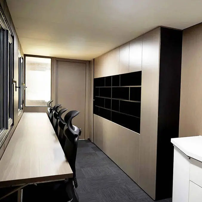 30' Custom Built Steel Container Office, Working Area & Manager's Office, 1 Leather Office Chair, 4 Ergonomic Office Chairs, TMG-SCO30