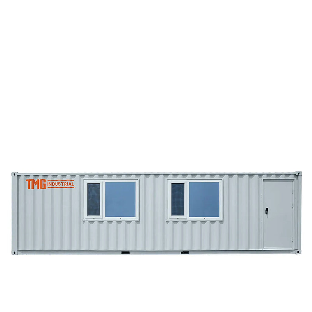 30' Custom Built Steel Container Office, Working Area & Manager's Office, 1 Leather Office Chair, 4 Ergonomic Office Chairs, TMG-SCO30