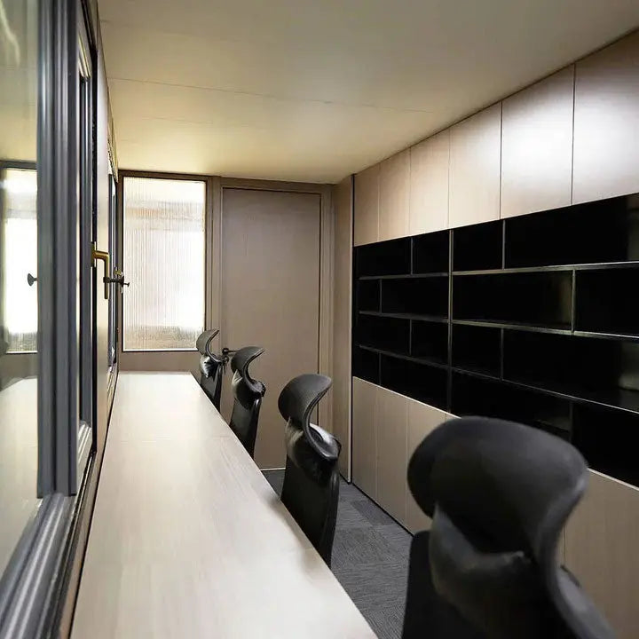 30' Custom Built Steel Container Office, Working Area & Manager's Office, 1 Leather Office Chair, 4 Ergonomic Office Chairs, TMG-SCO30