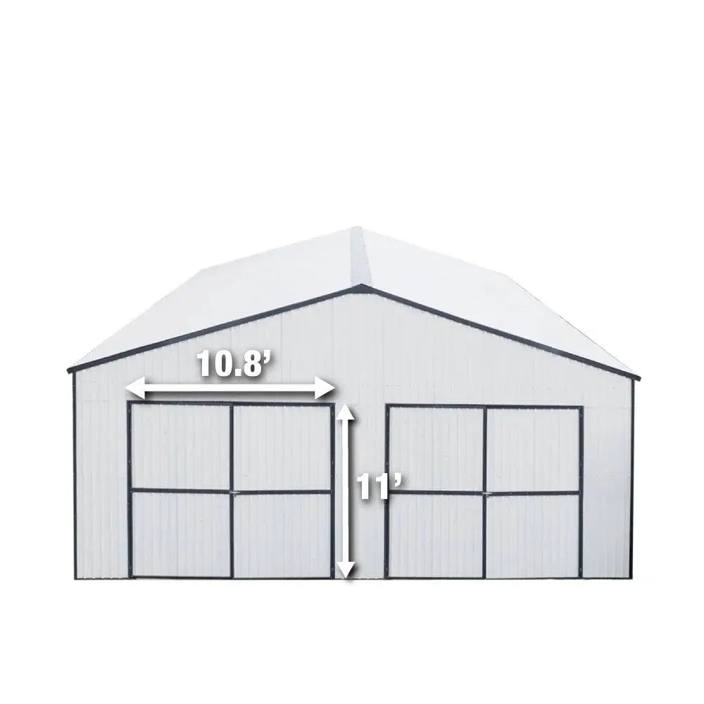 30' x 40' Metal Garage Shed, 11' High Double Front Doors, 17' Peak, 1260 Sq-Ft TMG-MS3040