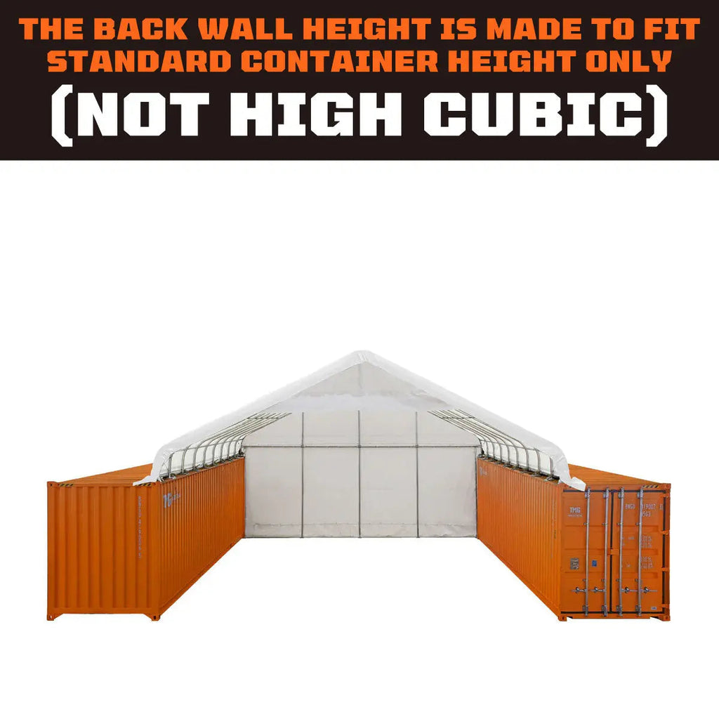 30' x 40' PVC Fabric Container Shelter, Peak Roof, with End Wall & Partial Front Drop, TMG-ST3042CVF (Previously ST3041CVF)