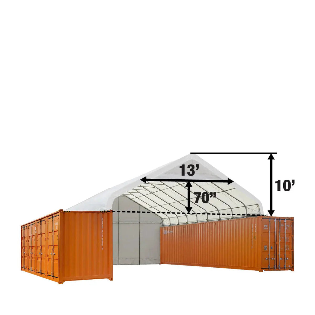 30' x 40' PVC Fabric Container Shelter, Peak Roof, with End Wall & Partial Front Drop, TMG-ST3042CVF (Previously ST3041CVF)