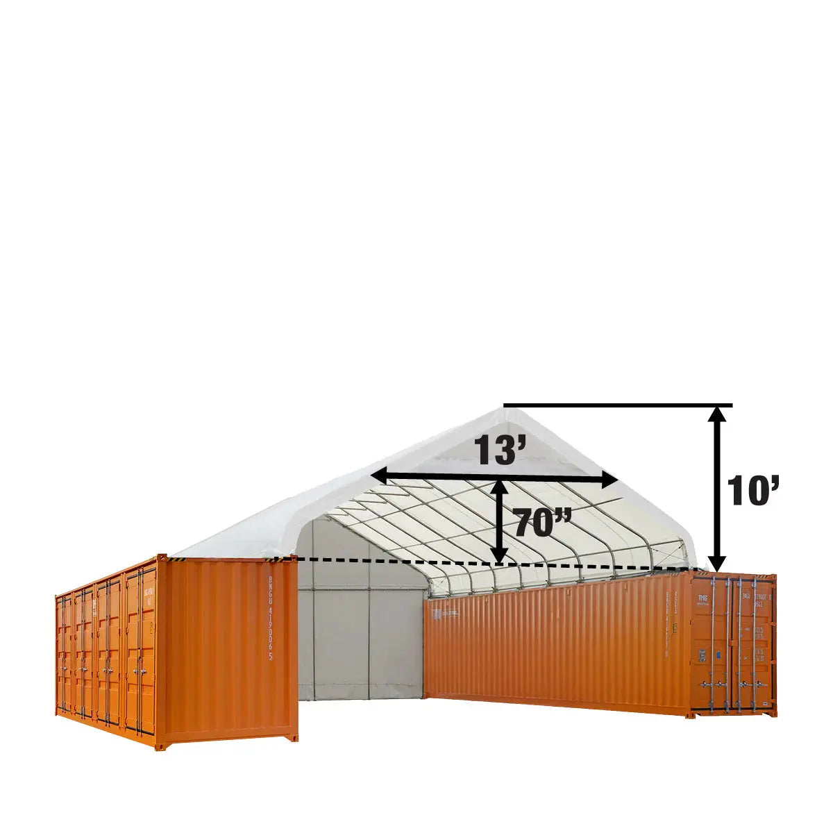 30' x 40' PVC Fabric Container Shelter, Peak Roof, with End Wall & Partial Front Drop, TMG-ST3042CVF (Previously ST3041CVF)