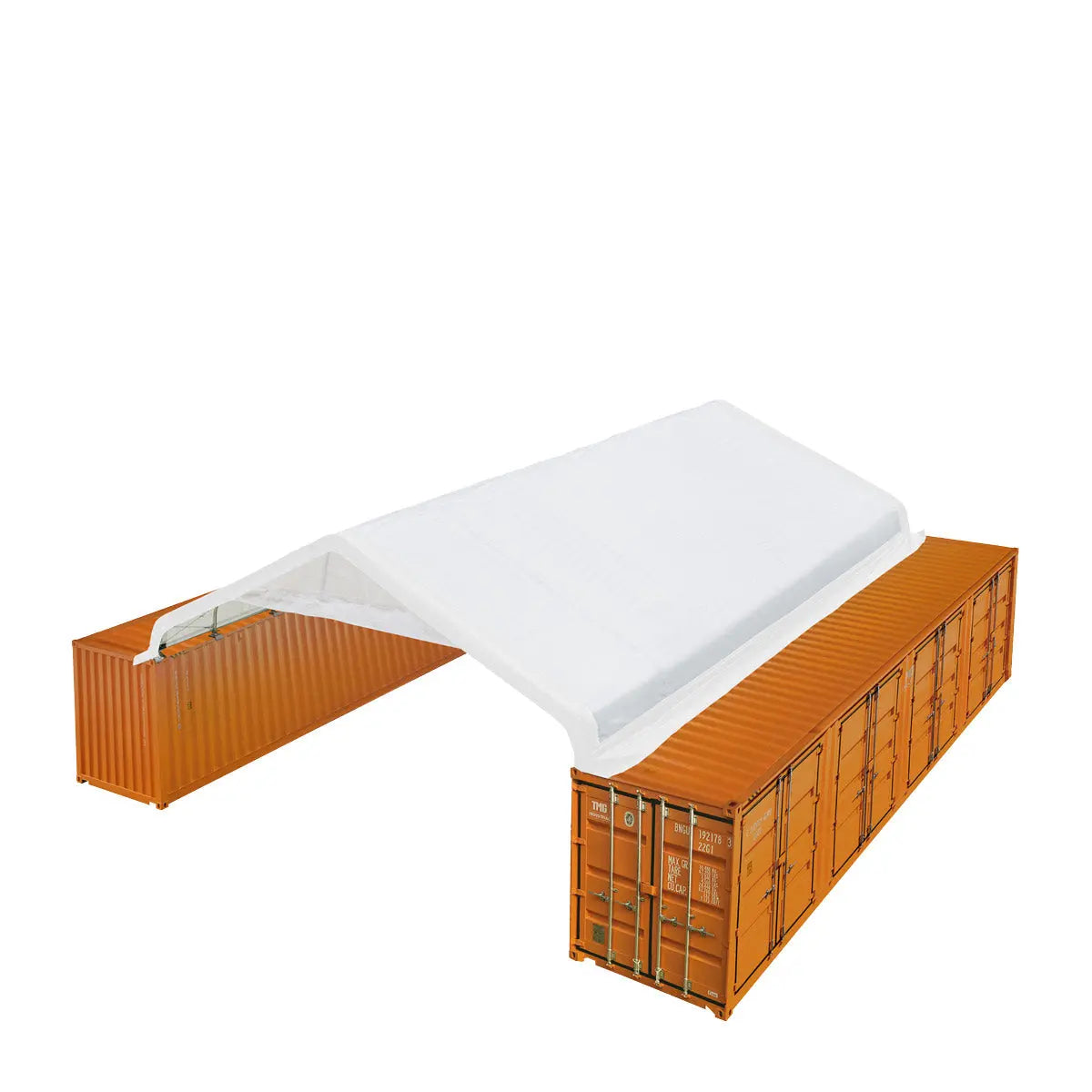 30' x 40' PVC Fabric Container Shelter, Peak Roof, with End Wall & Partial Front Drop, TMG-ST3042CVF (Previously ST3041CVF)
