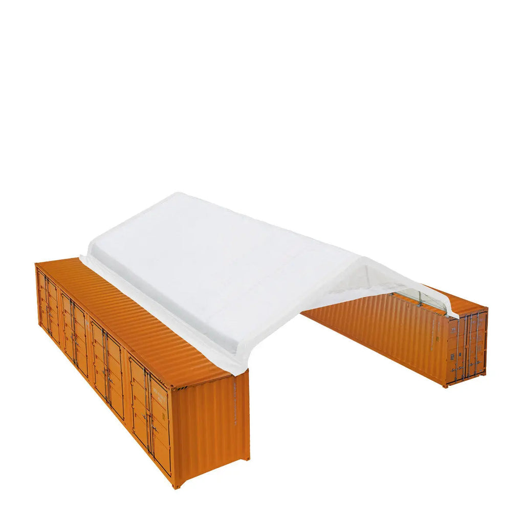 30' x 40' PVC Fabric Container Shelter, Peak Roof, with End Wall & Partial Front Drop, TMG-ST3042CVF (Previously ST3041CVF)