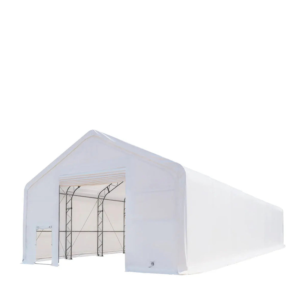30' x 80' Dual Truss Storage Shelter with Heavy Duty 17 oz PVC Cover & Drive Through Doors, TMG-DT3081 (Discontinued – No Longer Available)