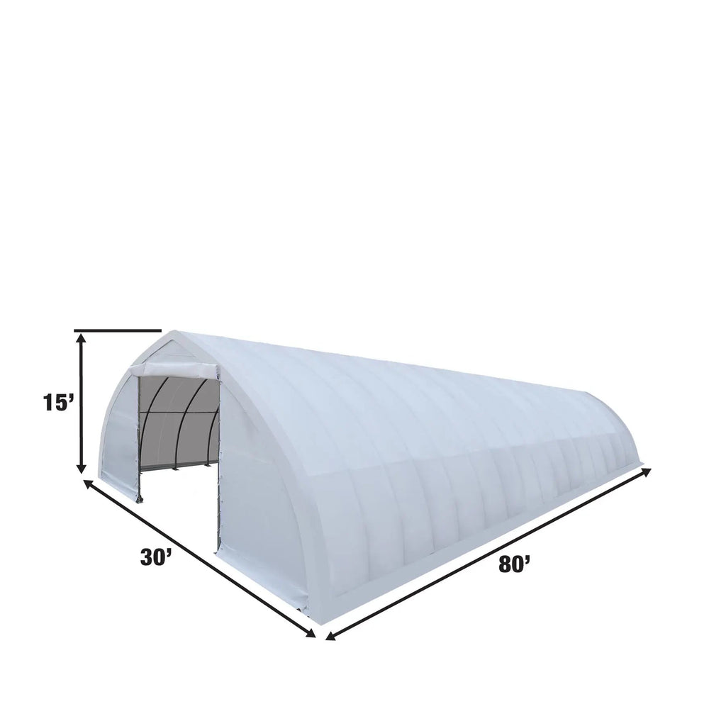 30' x 80' Peak Ceiling Storage Shelter with Heavy Duty 17 oz PVC Cover & Drive Through Doors, TMG-ST3082V