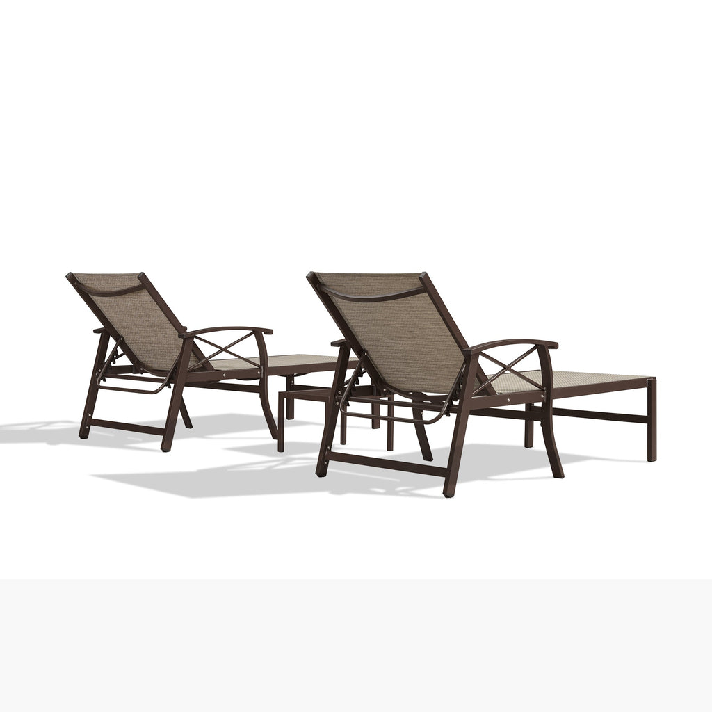 PURPLE LEAF Oversized Chaise Lounge Chair Outdoor Extra Wide Pool Lounge Chairs 5 Adjustable Position with Armrests and Side Table, Aluminum Patio Lounge Chair for Outside, Backyard, Pool
