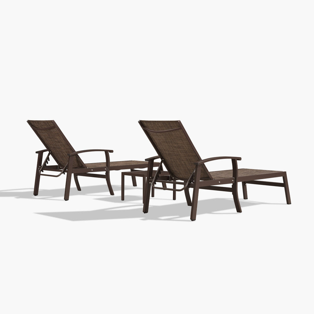 PURPLE LEAF Outdoor Chaise Lounge Chair Patio Pool Lounger Aluminum Chairs with Side Table and Wheels Adjustable Tanning Recliner with Armrests for Outside Backyard Deck Beach