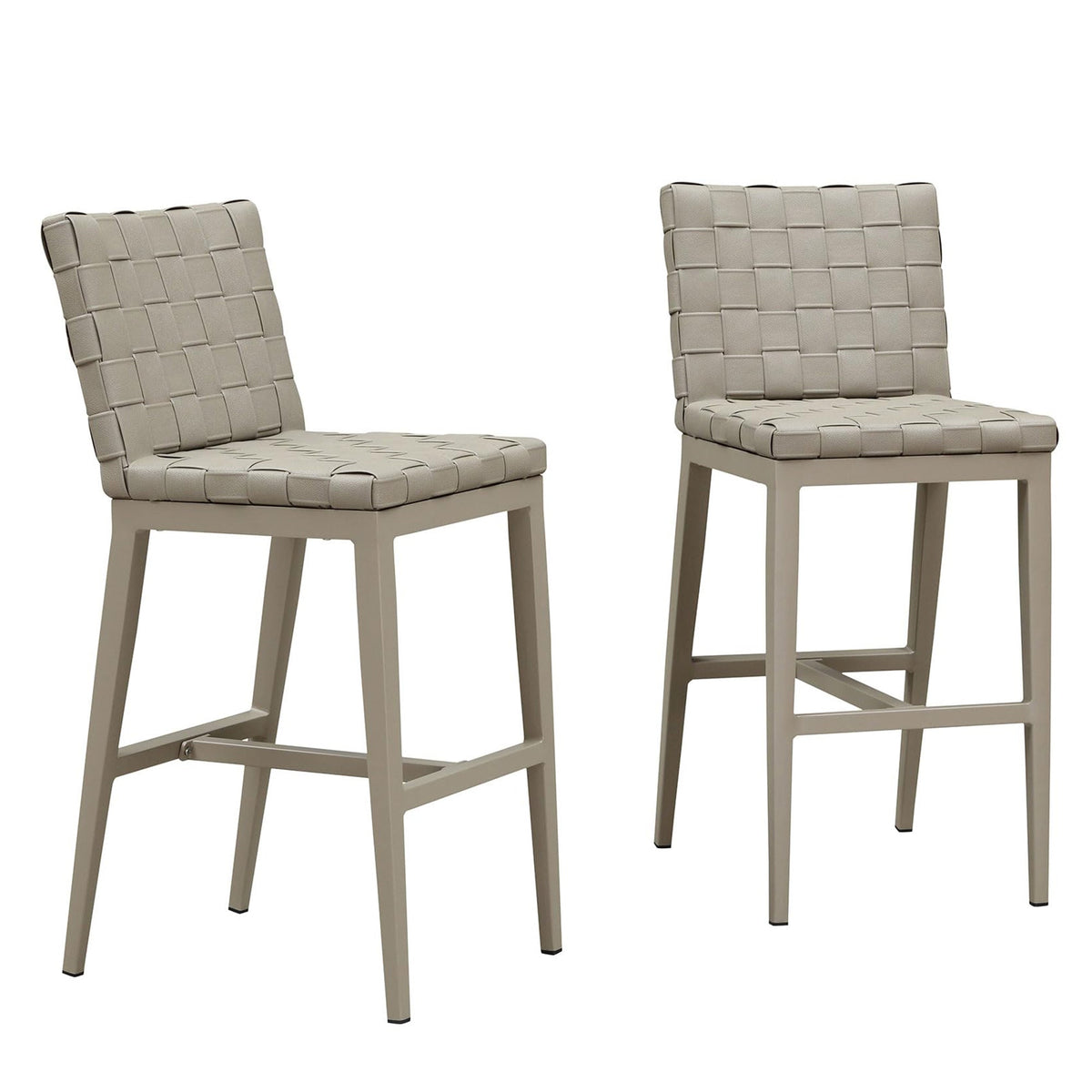 PURPLE LEAF Outdoor Counter Height Stools Set of 2, PU Leather Patio Bar Set with Aluminum Frame, Bar Chairs for Poolside, Garden, Kitchen Island