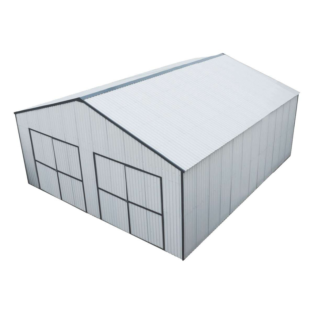 30' x 30' Metal Garage Shed – Steel Building with 11' Clearance High Front Doors, Side Entry Door, 16 GA Steel Structure TMG-MS3030
