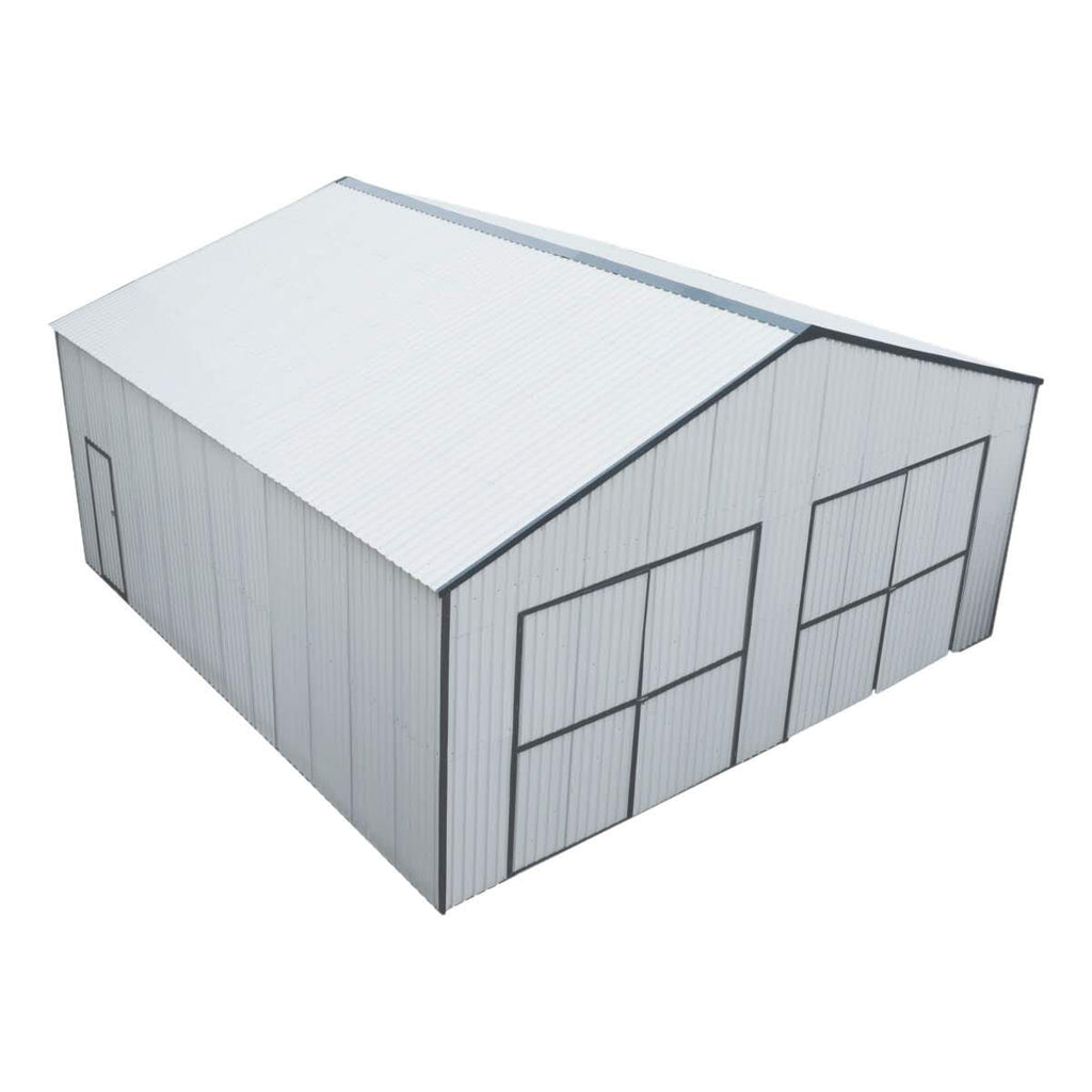 30' x 30' Metal Garage Shed – Steel Building with 11' Clearance High Front Doors, Side Entry Door, 16 GA Steel Structure TMG-MS3030