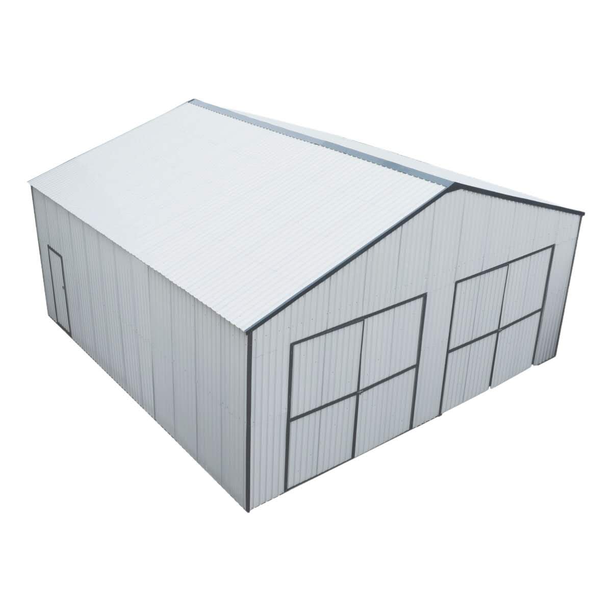 30' x 30' Metal Garage Shed – Steel Building with 11' Clearance High Front Doors, Side Entry Door, 16 GA Steel Structure TMG-MS3030