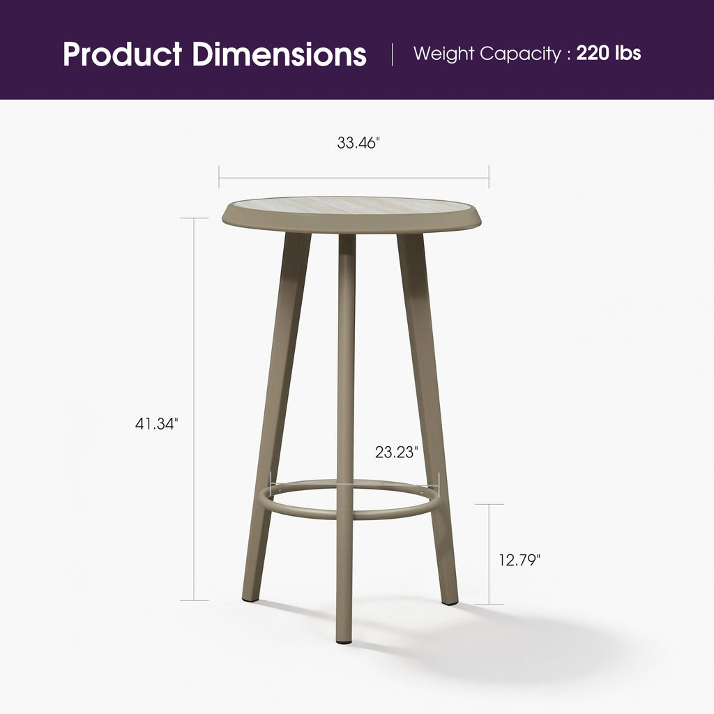 PURPLE LEAF Outdoor Bar Table Patio Dining Table Coffee Kitchen Breakfast Bistro Pub Bar Table for Patio Poolside