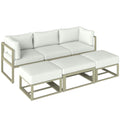 6 Piece Garden Daybed Set with Coffee Table and Footstool, Cream White