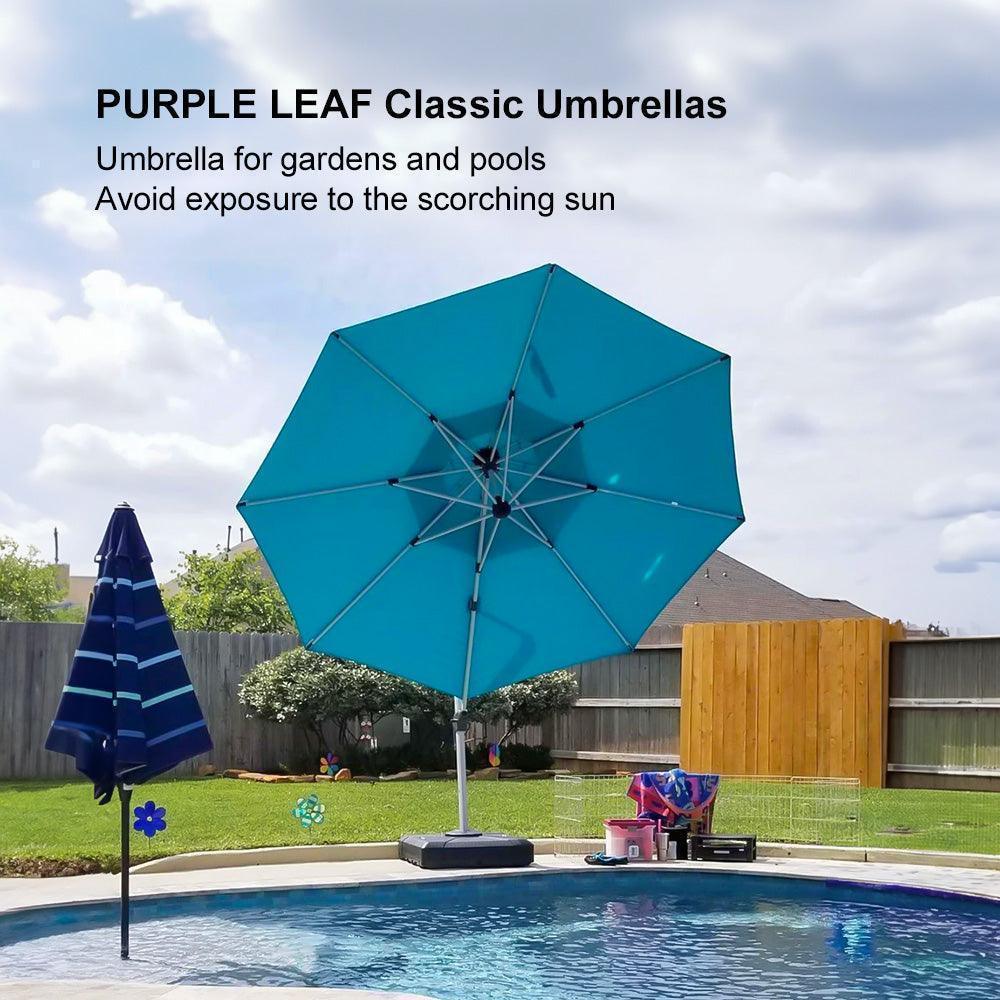 PURPLE LEAF Round Cantilever Patio Umbrella Heavy Duty Umbrella for Porch Garden Pool