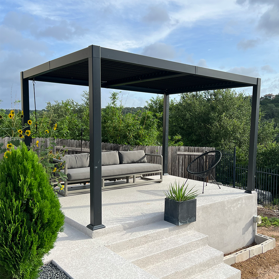 PURPLE LEAF Caesar Outdoor Louvered Pergola Patio Sun Shade Shelter with Adjustable Hardtop Patio Pergola Grey