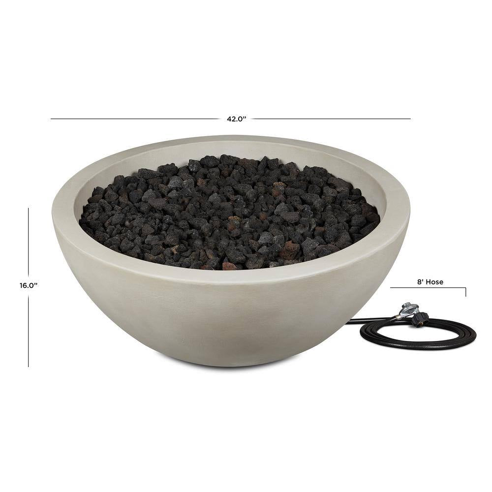 Jensen Co, Pompton 42 In. round Concrete Composite Propane Fire Pit in Fog with Vinyl Cover