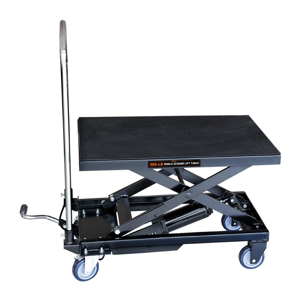330-Lb Mobile Scissor Lift Table, 28" Lifting Height, Foot Pedal Operation, Rubber Padded Tabletop, TMG-ALS01 (Discontinued – No Longer Available)