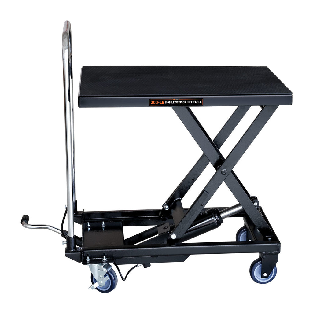 330-Lb Mobile Scissor Lift Table, 28" Lifting Height, Foot Pedal Operation, Rubber Padded Tabletop, TMG-ALS01 (Discontinued – No Longer Available)
