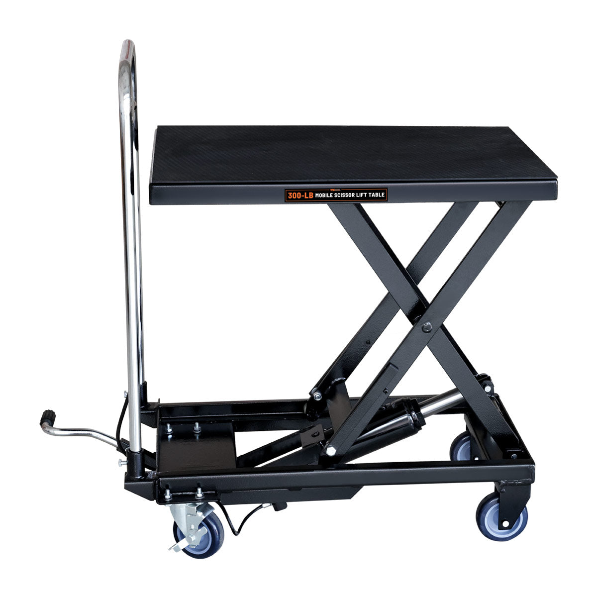 330-Lb Mobile Scissor Lift Table, 28" Lifting Height, Foot Pedal Operation, Rubber Padded Tabletop, TMG-ALS01 (Discontinued – No Longer Available)