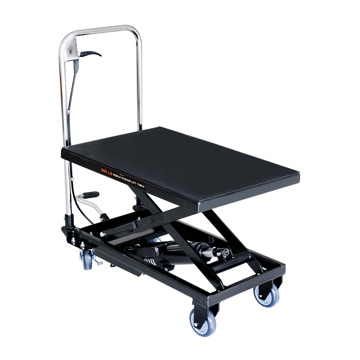 330-Lb Mobile Scissor Lift Table, 28" Lifting Height, Foot Pedal Operation, Rubber Padded Tabletop, TMG-ALS01 (Discontinued – No Longer Available)