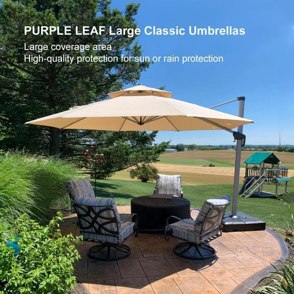 PURPLE LEAF Round Cantilever Patio Umbrella Heavy Duty Umbrella for Porch Garden Pool