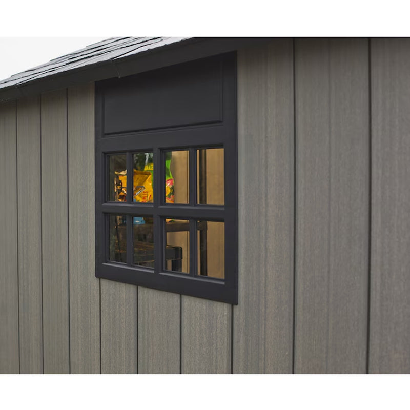 7-Ft X 7-Ft Outdoor Modern Gray Gable Roof Plastic Resin Storage Shed