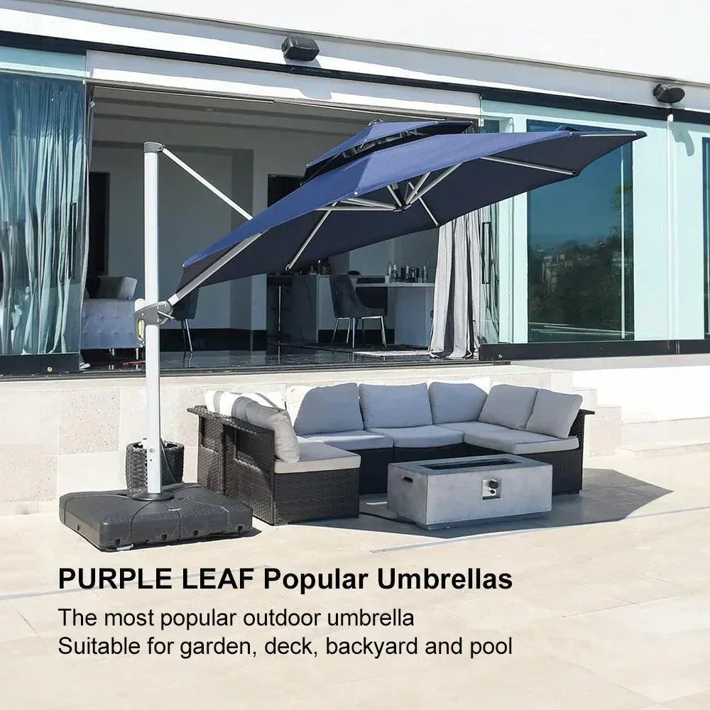 PURPLE LEAF Round Cantilever Patio Umbrella Heavy Duty Umbrella for Porch Garden Pool