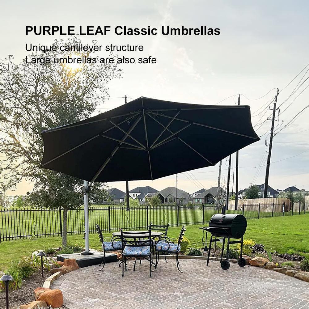PURPLE LEAF Round Cantilever Patio Umbrella Heavy Duty Umbrella for Porch Garden Pool