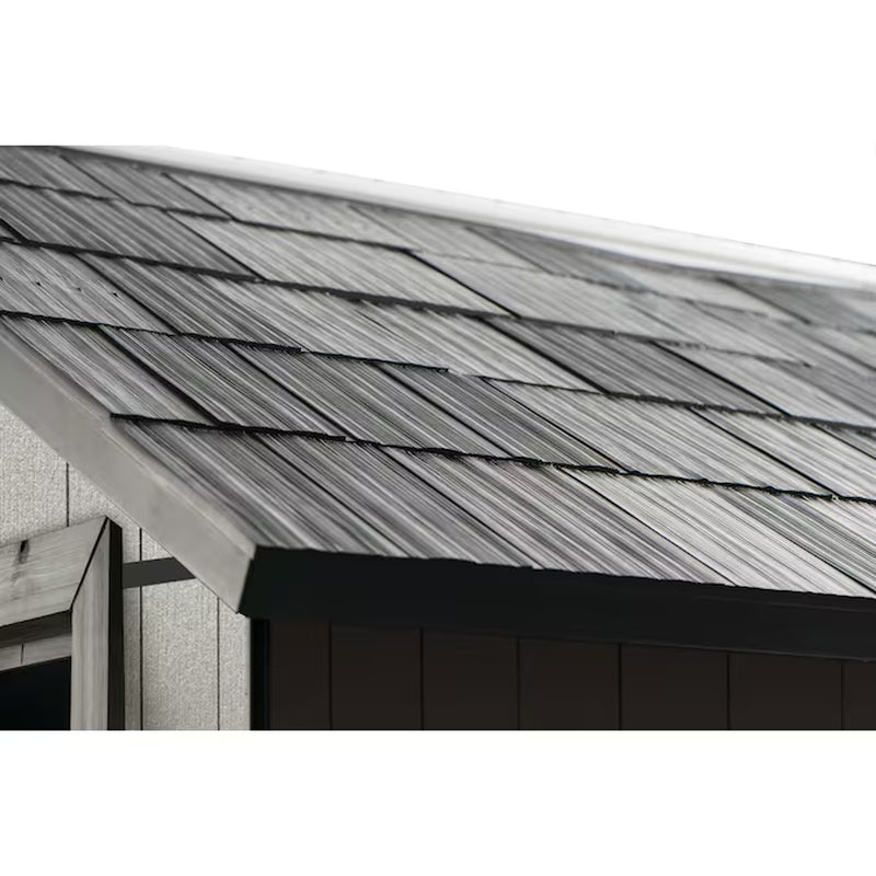 7-Ft X 7-Ft Outdoor Modern Gray Gable Roof Plastic Resin Storage Shed