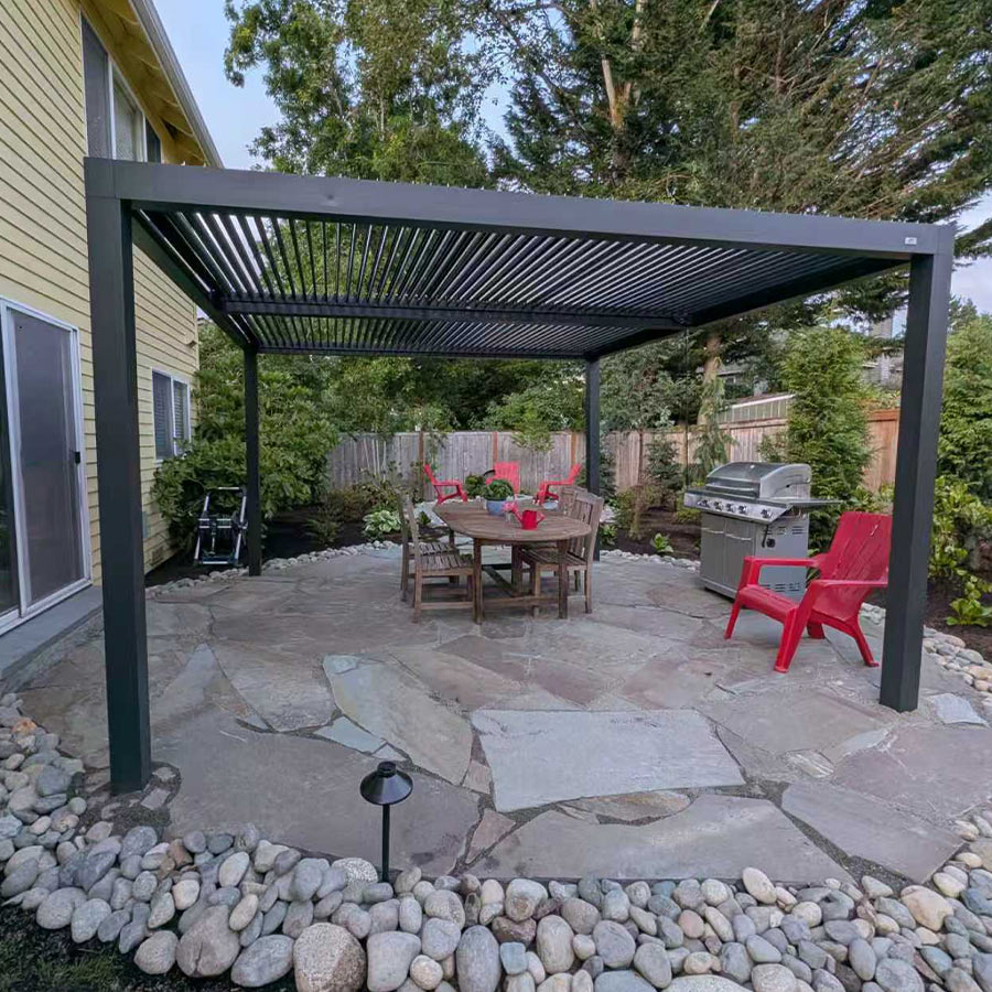 PURPLE LEAF Athena Louvered Pergola Outdoor Aluminum Pergola with Adjustable Roof for Deck Backyard Garden Hardtop Gazebo