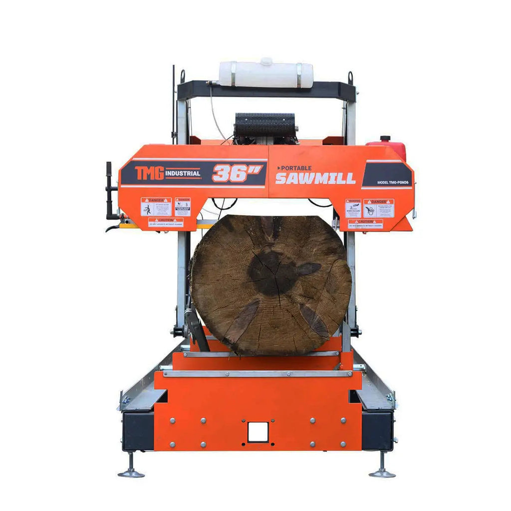 36" Portable Sawmill, 21 HP Honda V-Twin Engine, 13' Log Length, 4-Post Carriage with Saw Head Anti-tip Self-locking, TMG-PSM36