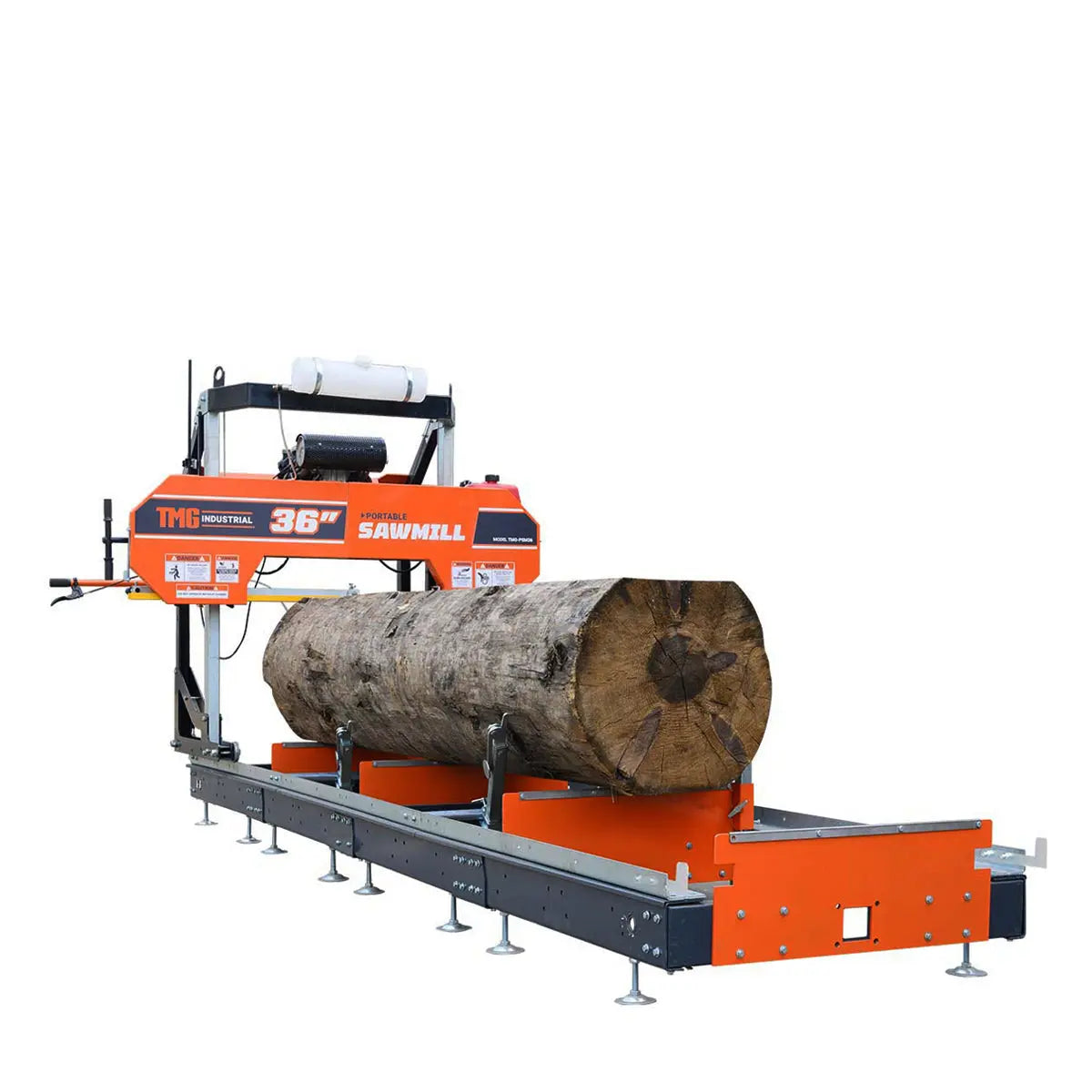 36" Portable Sawmill, 21 HP Honda V-Twin Engine, 13' Log Length, 4-Post Carriage with Saw Head Anti-tip Self-locking, TMG-PSM36